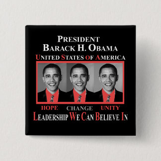 BADGE CARRÉ 5 CM PRÉSIDENT BARACK OBAMA - ROUGE