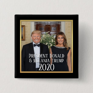 Badge Carré 5 Cm President Donald Trump & Melania Elegant 2020