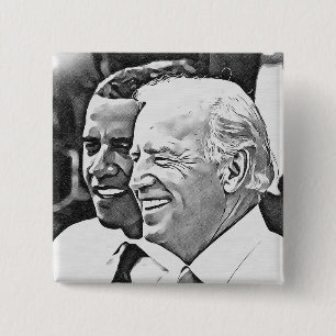 Badge Carré 5 Cm Président Obama et vice-président Biden Button