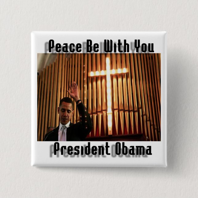 BADGE CARRÉ 5 CM PRÉSIDENT OBAMA RELIGIOUS SQUARE BUTTON (Devant)