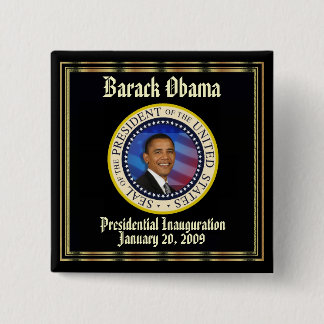 Badge Carré 5 Cm PRÉSIDENTE OBAMA Inauguration Commémoration