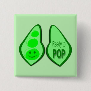 Badge Carré 5 Cm Prêt à cueillir des pois verts