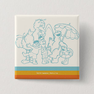 Badge Carré 5 Cm Prêt pour la plage