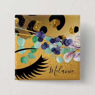 Badge Carré 5 Cm Pretty Girly Glitter