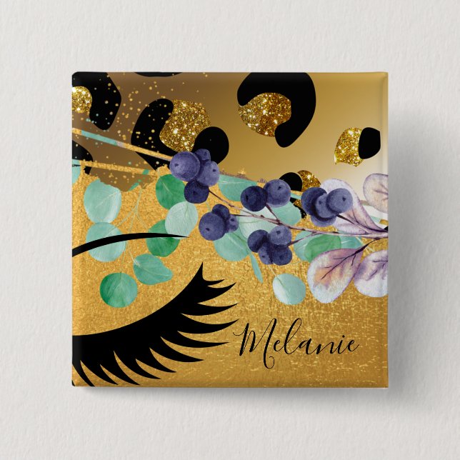 Badge Carré 5 Cm Pretty Girly Glitter (Devant)