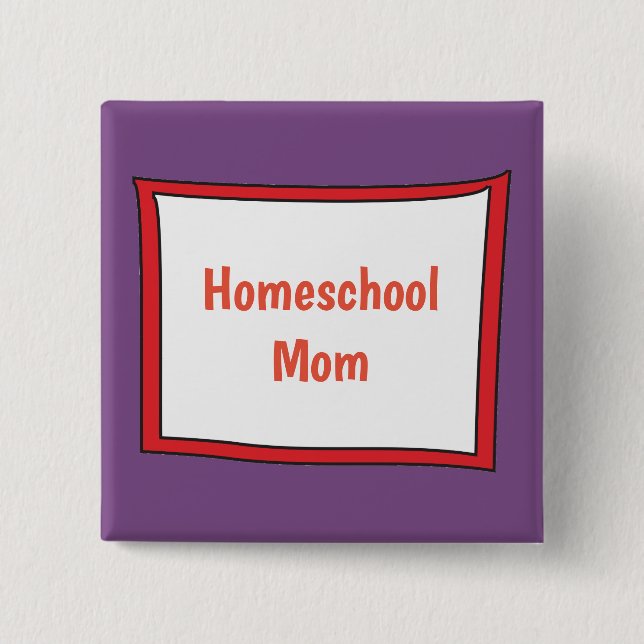 Badge Carré 5 Cm Pretty purple and red homeschool mom (Devant)