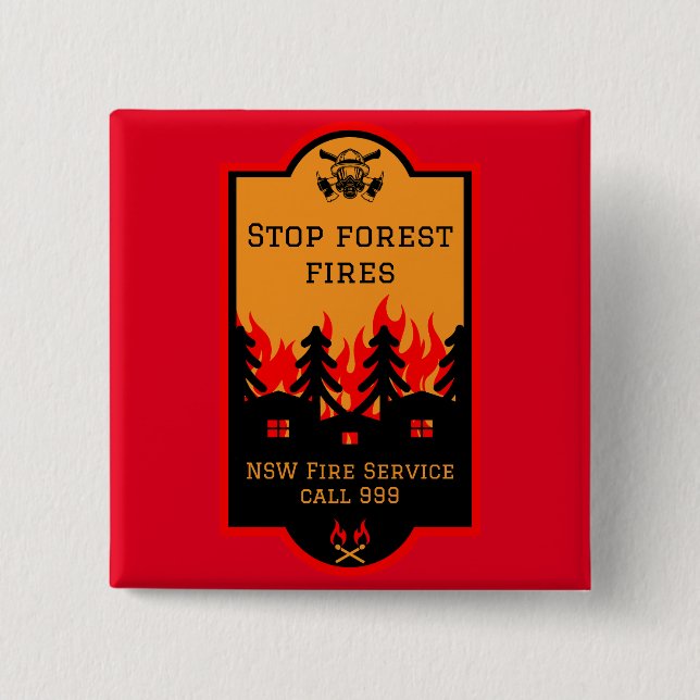 Badge Carré 5 Cm Prévention des incendies de forêt (Devant)