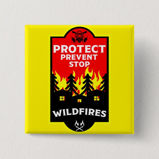 Badge Carré 5 Cm Prévention des incendies de forêt (Devant)
