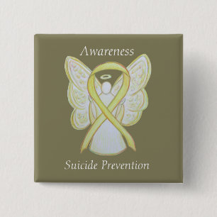 Badge Carré 5 Cm Prévention du suicide Ange Sensibilisation Pins à