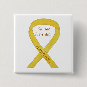 Badge Carré 5 Cm Prévention du suicide Sensibilisation Ruban Pins p