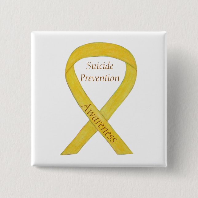 Badge Carré 5 Cm Prévention du suicide Sensibilisation Ruban Pins p (Devant)