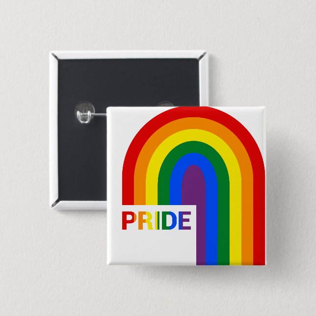 Badge Carré 5 Cm Pride arc-en-ciel (Devant & derrière)