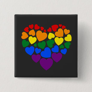 Badge Carré 5 Cm Pride- gay arc-en-ciel coeur de l'amour