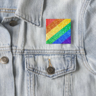 Badge Carré 5 Cm Pride LGBTQA+ arc-en-ciel