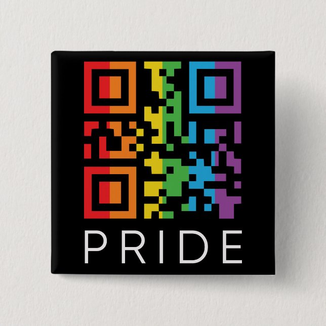 Badge Carré 5 Cm Pride Rainbow QR Code LGBTQIA+ (Devant)