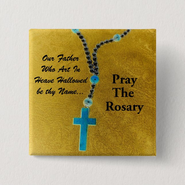 BADGE CARRÉ 5 CM PRIE LE ROSARY (Devant)