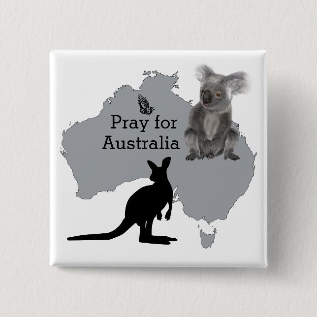 Badge Carré 5 Cm Priez pour l'Australie (Devant)