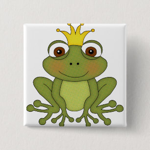 Badge Carré 5 Cm Prince de grenouille de conte de fées avec la