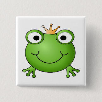 Badge Carré 5 Cm Prince de grenouille. Grenouille heureuse