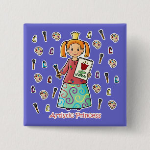Badge Carré 5 Cm Princesse artistique
