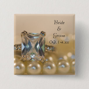 Badge Carré 5 Cm Princesse bague à diamant et épouser blanc de