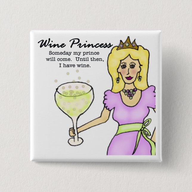 Badge Carré 5 Cm Princesse Button de vin (Devant)