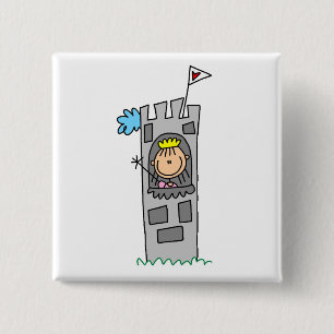Badge Carré 5 Cm Princesse dans la tour du château