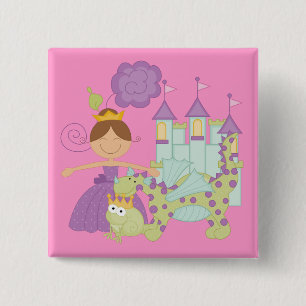 Badge Carré 5 Cm Princesse de brune