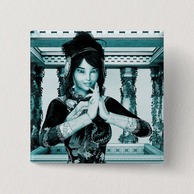 Badge Carré 5 Cm Princesse de Chine (Devant)