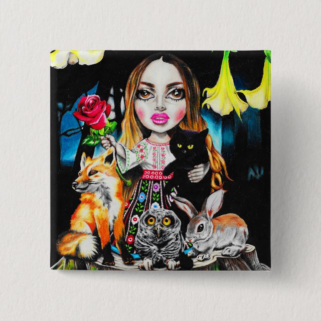 Badge Carré 5 Cm Princesse roumaine (Devant)