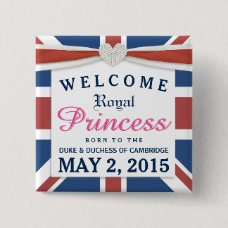 Badge Carré 5 Cm Princesse royale - bébé bienvenu de William et de