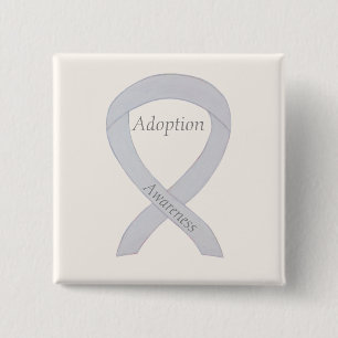 Badge Carré 5 Cm Prise de conscience de l'adoption White Ribbon Cus