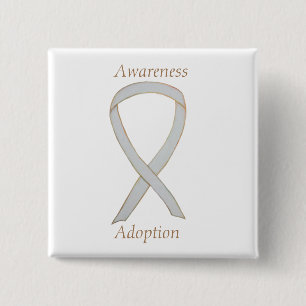 Badge Carré 5 Cm Prise de conscience de l'adoption White Ribbon Cus