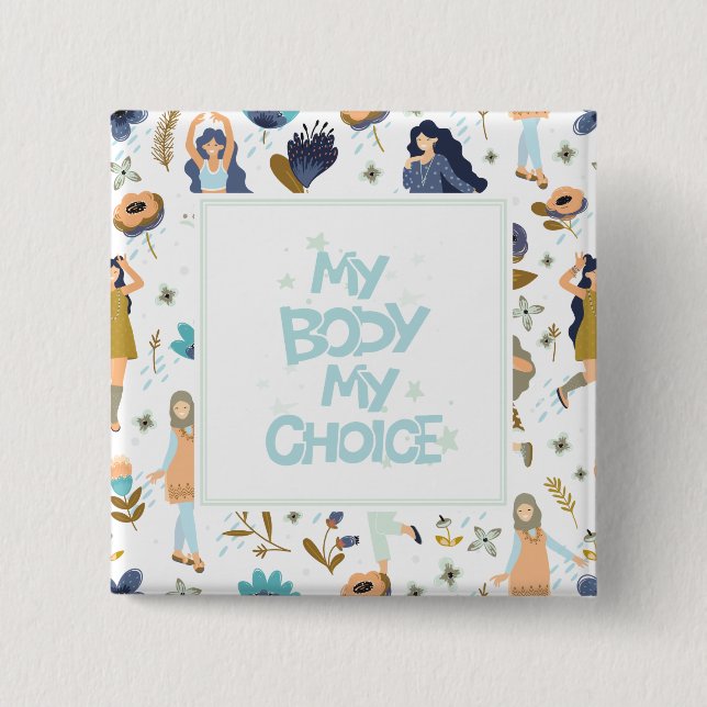 Badge Carré 5 Cm Pro-Choice à motifs floraux (Devant)