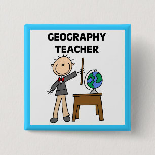 Badge Carré 5 Cm Professeur de géographie