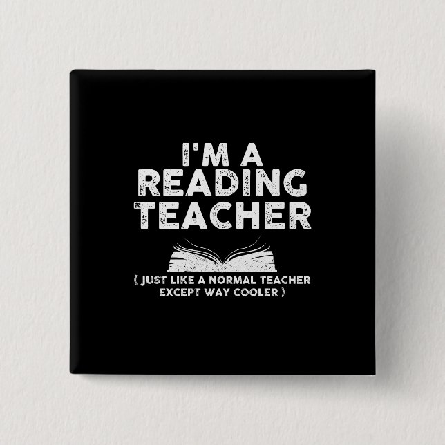 Badge Carré 5 Cm Professeur de lecture - Je suis professeur de lect (Devant)