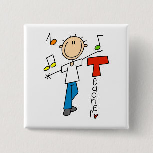 Badge Carré 5 Cm Professeur de Musique