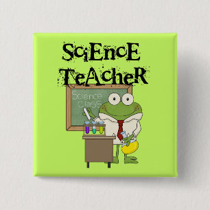 Badge Carré 5 Cm Professeur de Sciences de grenouille