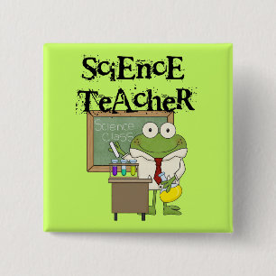 Badge Carré 5 Cm Professeur de sciences de la grenouille