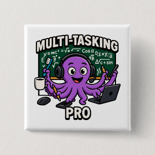 Badge Carré 5 Cm Professeur en salle de classe Octopus multitâche