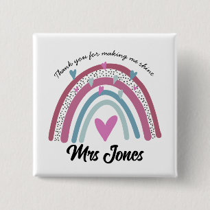 Badge Carré 5 Cm professeur merci de m'avoir fait me retirer arc-en