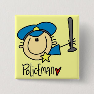 Badge Carré 5 Cm Profession d'agent de police