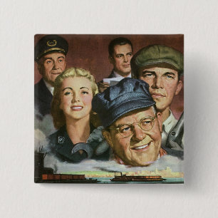 Badge Carré 5 Cm Professions commerciales, patriotisme Vintage