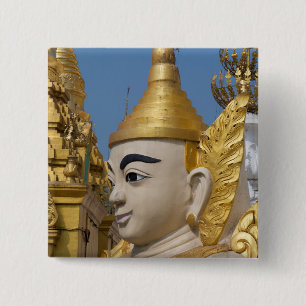 Badge Carré 5 Cm Profil de statue de Bouddha