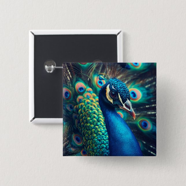 Badge Carré 5 Cm Profil Peacock (Devant & derrière)