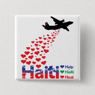 Badge Carré 5 Cm Profit to - Haïti Air Drop - Bouton Carré