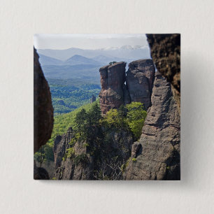 Badge Carré 5 Cm Promenade dans les ruines du château de Belogradc