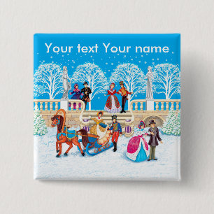 Badge Carré 5 Cm Promenade hivernale