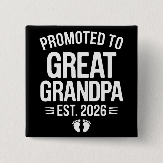 Badge Carré 5 Cm Promoted To Great Grandpa Est 2026 Pregnancy Baby (Devant)