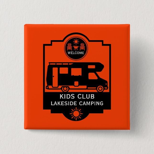 Badge Carré 5 Cm Promotion du camping Caravan (Devant)
